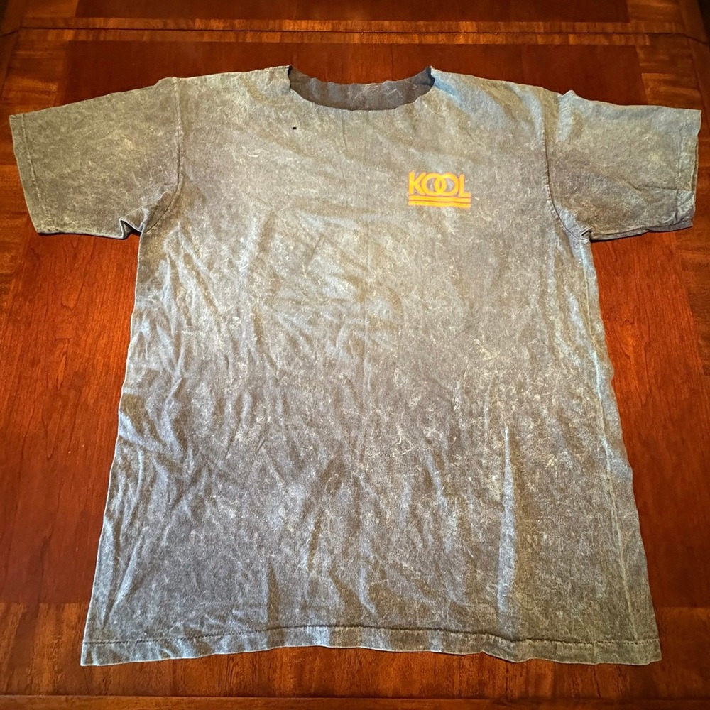 Vtg KOOL Cigarettes T-Shirt Acid Wash Grey Neon Logo 90s Y2K Smoker Merch L/XL